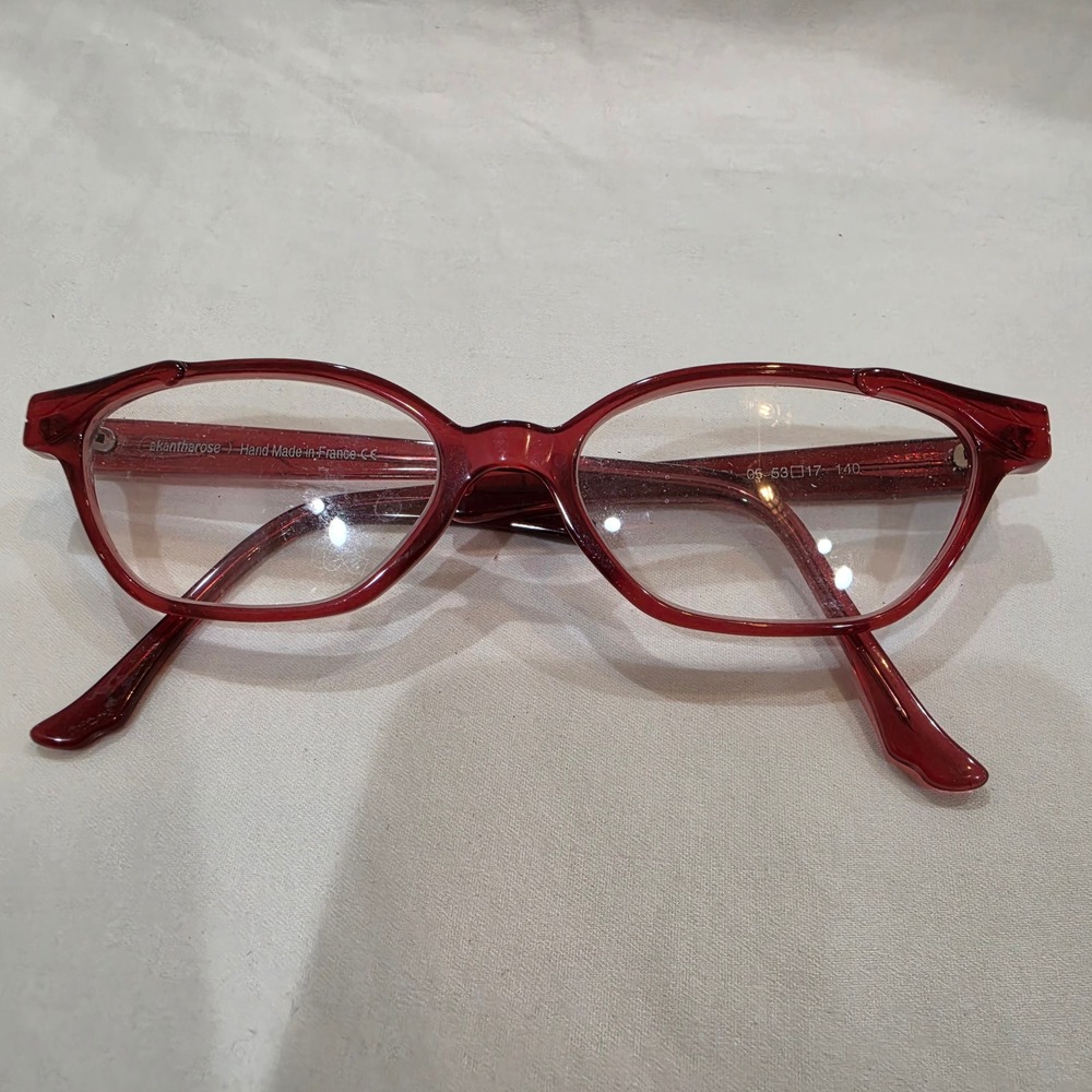 Akantharose Eyeglass Frames Women 53-17-140 Red K03 Hand Made France